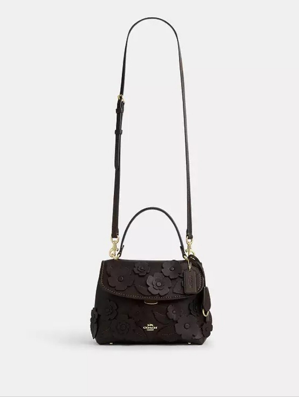 Emory Top Handle Bag With Floral Applique —  Gold/Maple - Picture 11 of 13